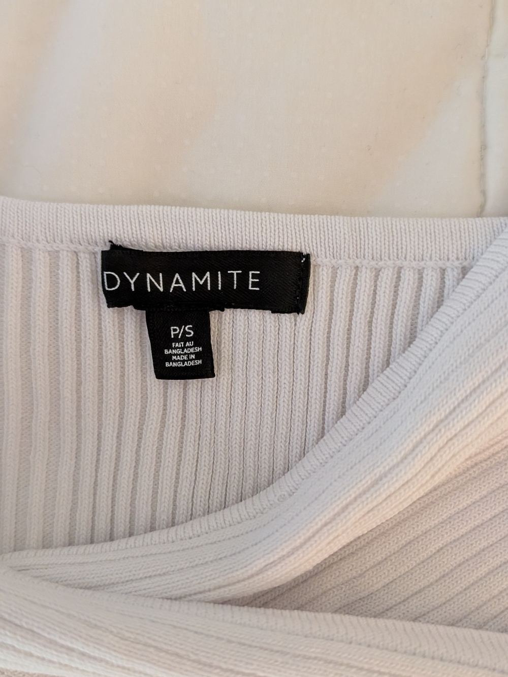 Dynamite Off White Ribbed Wrap Crop Top - Women Size Small - Picture 6 of 11